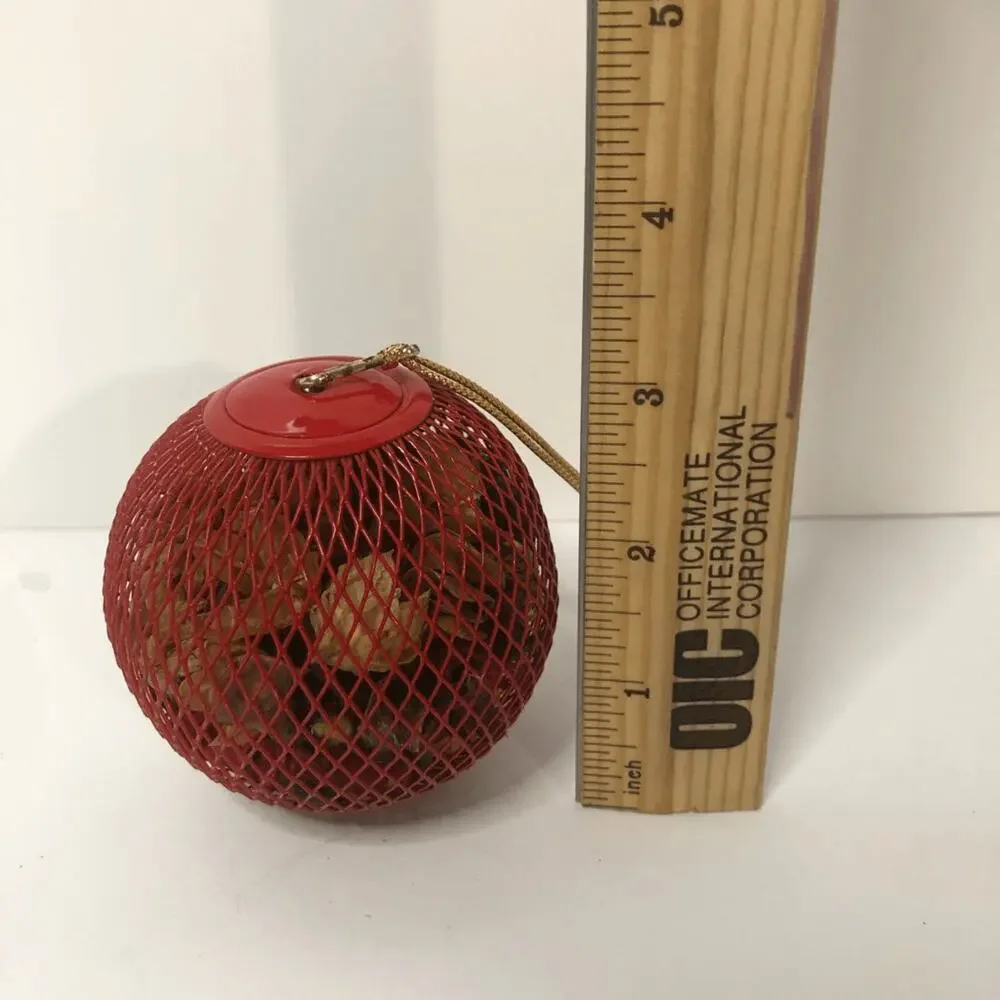red wire mesh ball christmas ornament w/ potpourri 3‎ inches Refillable